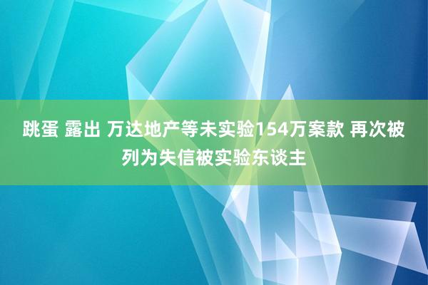 跳蛋 露出 万达地产等未实验154万案款 再次被列为失信被实验东谈主