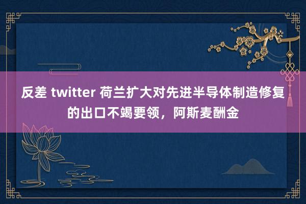 反差 twitter 荷兰扩大对先进半导体制造修复的出口不竭要领，阿斯麦酬金