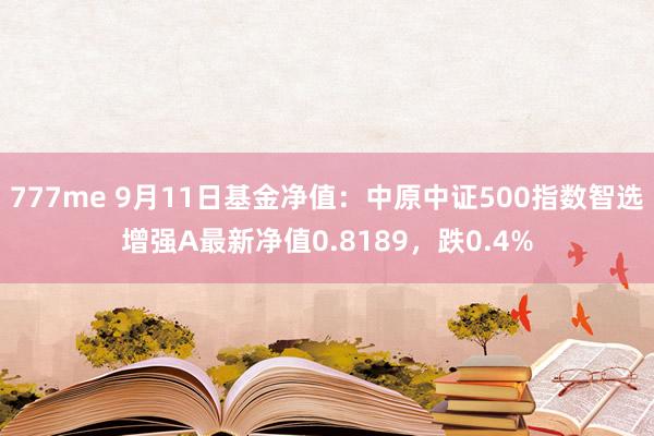 777me 9月11日基金净值：中原中证500指数智选增强A最新净值0.8189，跌0.4%