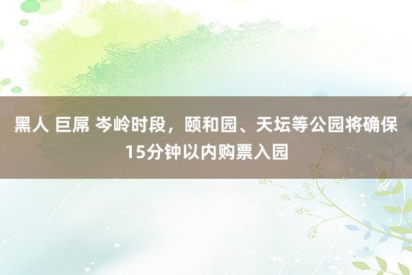 黑人 巨屌 岑岭时段，颐和园、天坛等公园将确保15分钟以内购票入园