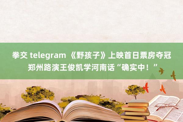 拳交 telegram 《野孩子》上映首日票房夺冠 郑州路演王俊凯学河南话“确实中！”