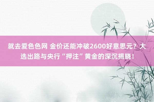 就去爱色色网 金价还能冲破2600好意思元？大选出路与央行“押注”黄金的深沉揭晓！