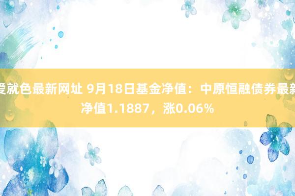 爱就色最新网址 9月18日基金净值：中原恒融债券最新净值1.1887，涨0.06%