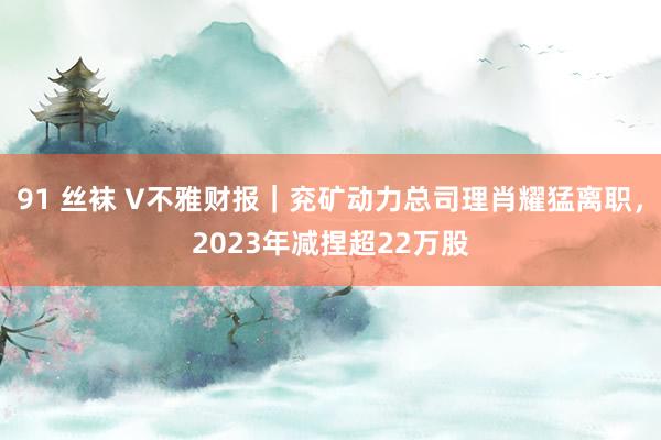 91 丝袜 V不雅财报｜兖矿动力总司理肖耀猛离职，2023年减捏超22万股