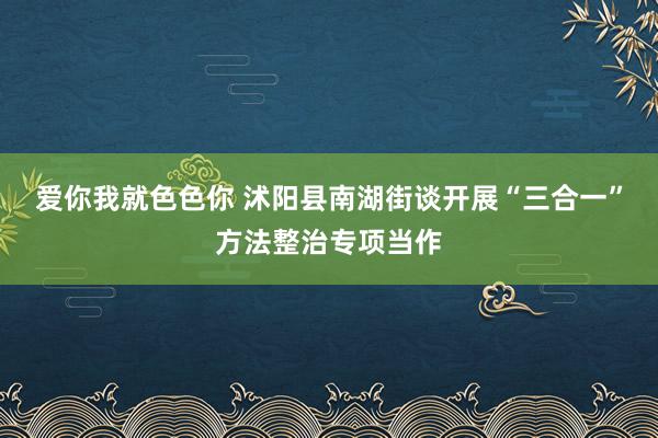 爱你我就色色你 沭阳县南湖街谈开展“三合一”方法整治专项当作