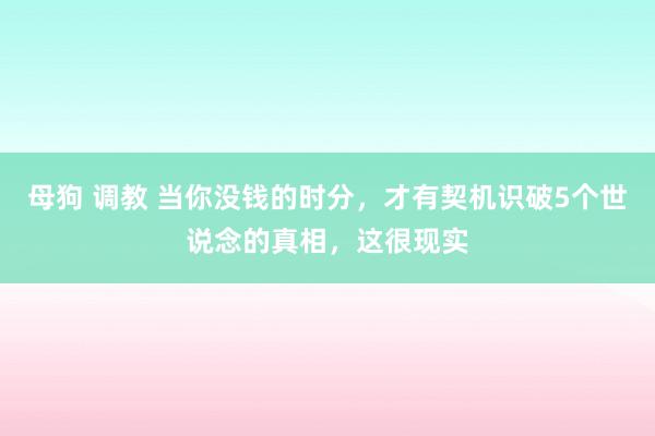 母狗 调教 当你没钱的时分，才有契机识破5个世说念的真相，这很现实