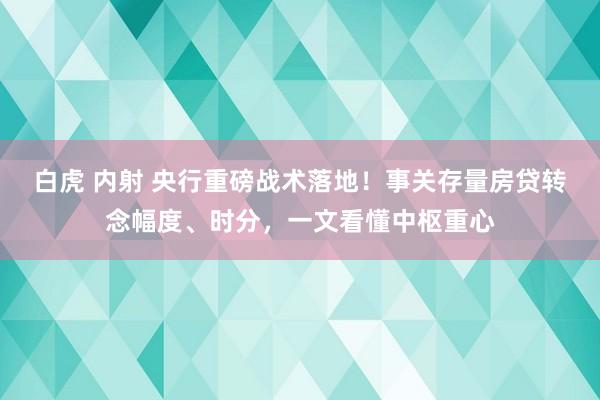 白虎 内射 央行重磅战术落地！事关存量房贷转念幅度、时分，一文看懂中枢重心