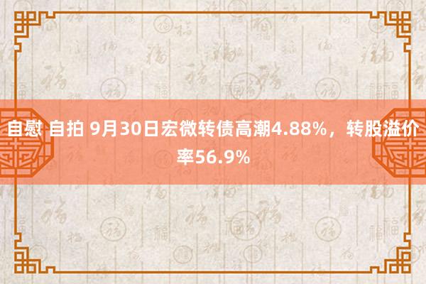 自慰 自拍 9月30日宏微转债高潮4.88%，转股溢价率56.9%