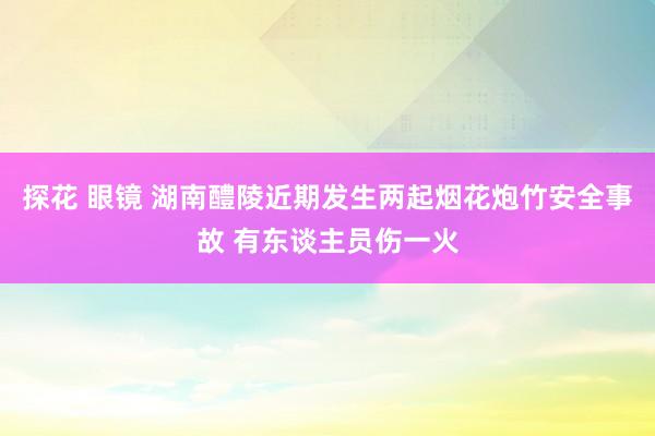 探花 眼镜 湖南醴陵近期发生两起烟花炮竹安全事故 有东谈主员伤一火