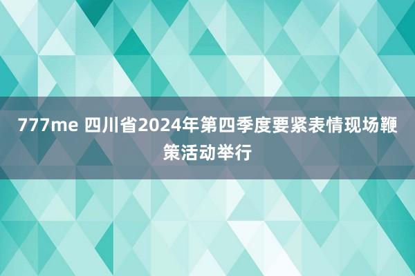 777me 四川省2024年第四季度要紧表情现场鞭策活动举行