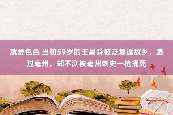 就爱色色 当初59岁的王昌龄被贬复返故乡，路过亳州，却不测被亳州刺史一枪捅死