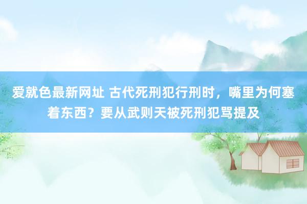 爱就色最新网址 古代死刑犯行刑时，嘴里为何塞着东西？要从武则天被死刑犯骂提及