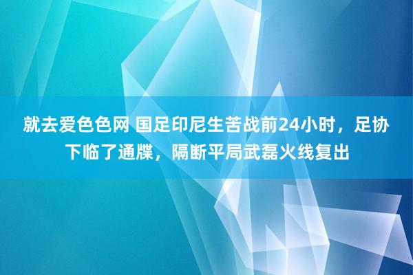 就去爱色色网 国足印尼生苦战前24小时，足协下临了通牒，隔断平局武磊火线复出