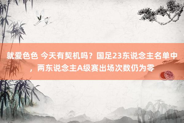 就爱色色 今天有契机吗？国足23东说念主名单中，两东说念主A级赛出场次数仍为零