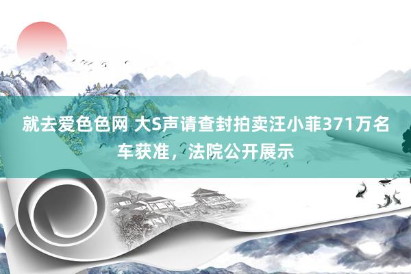 就去爱色色网 大S声请查封拍卖汪小菲371万名车获准，法院公开展示