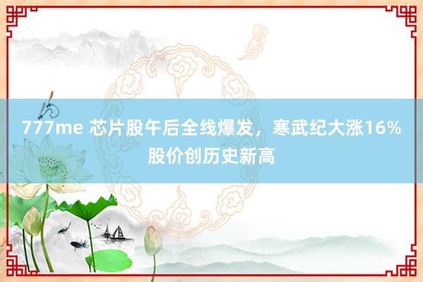 777me 芯片股午后全线爆发，寒武纪大涨16%股价创历史新高