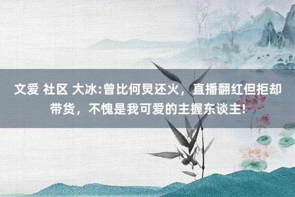 文爱 社区 大冰:曾比何炅还火，直播翻红但拒却带货，不愧是我可爱的主握东谈主!