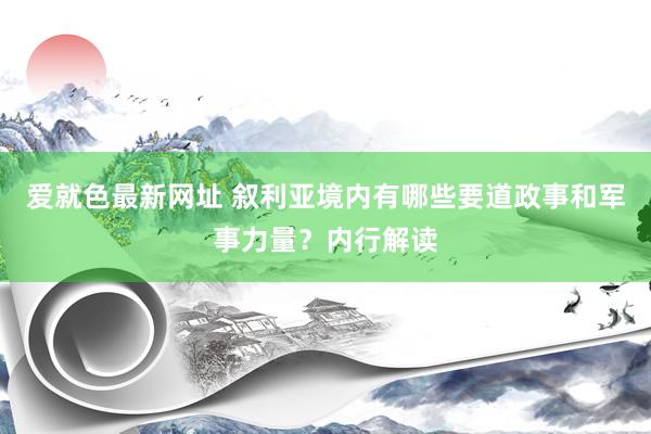 爱就色最新网址 叙利亚境内有哪些要道政事和军事力量？内行解读