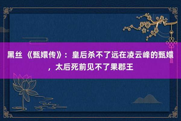 黑丝 《甄嬛传》：皇后杀不了远在凌云峰的甄嬛，太后死前见不了果郡王