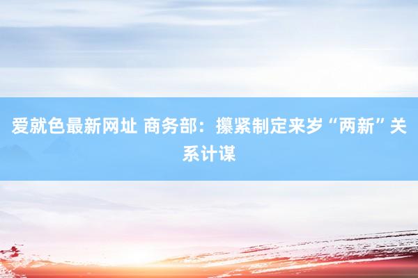 爱就色最新网址 商务部：攥紧制定来岁“两新”关系计谋