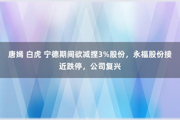 唐嫣 白虎 宁德期间欲减捏3%股份，永福股份接近跌停，公司复兴