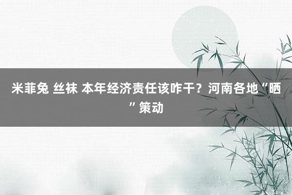 米菲兔 丝袜 本年经济责任该咋干？河南各地“晒”策动