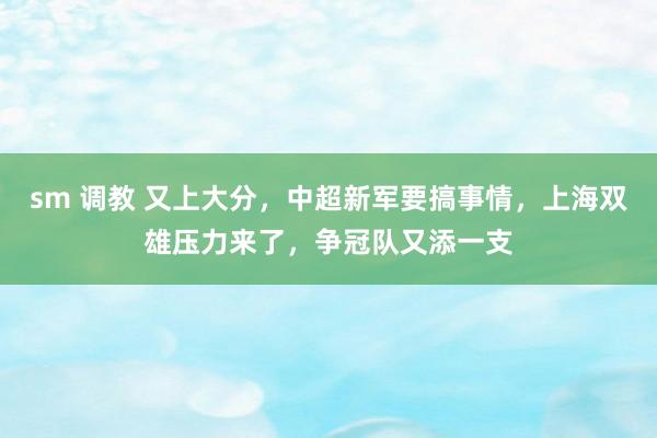 sm 调教 又上大分，中超新军要搞事情，上海双雄压力来了，争冠队又添一支